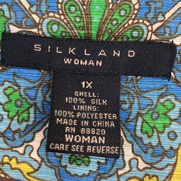 Silkland silk paisley print 3/4 sleeves single button closure blazer size 1X - Picture 6 of 9